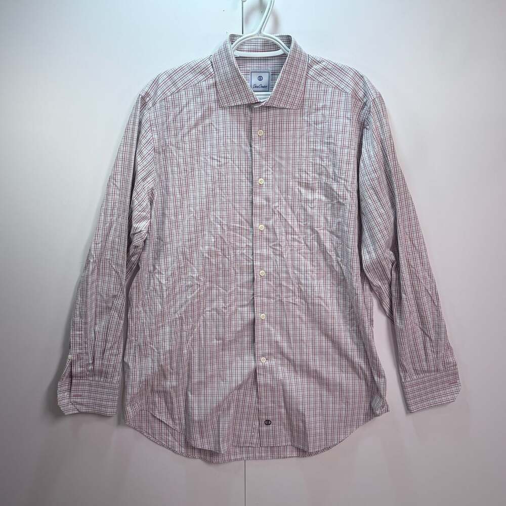 David Donahue Mens Multicolor Plaid Long Sleeve Button Down Dress Shirt